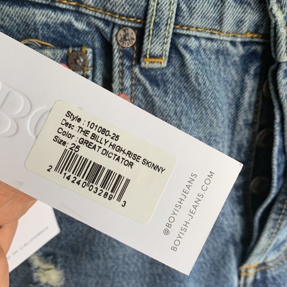Boyish The Billy High Rise Skinny Denim Button Fly Jeans sz 25 - Picture 6 of 11
